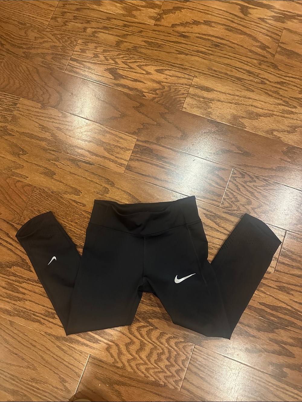 Nike Black Leggings with White Swoosh Logos